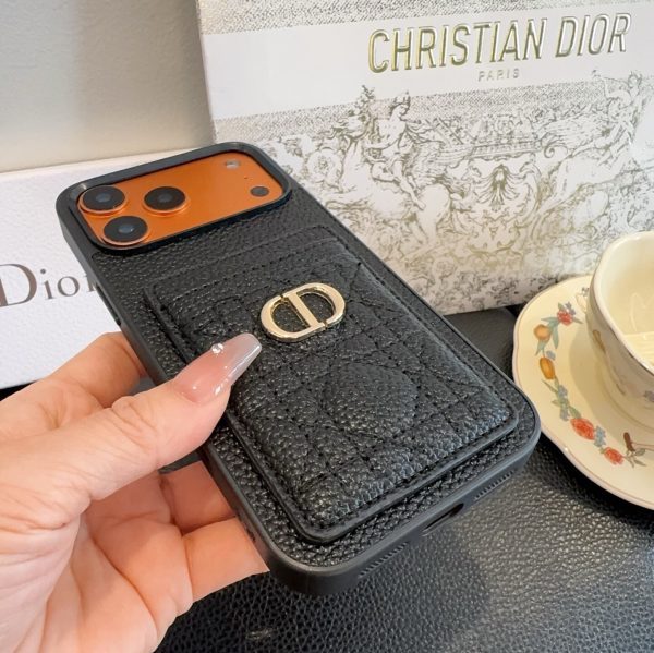 13434315992156085 DIOR 型押しカードケース ブラックオレンジ