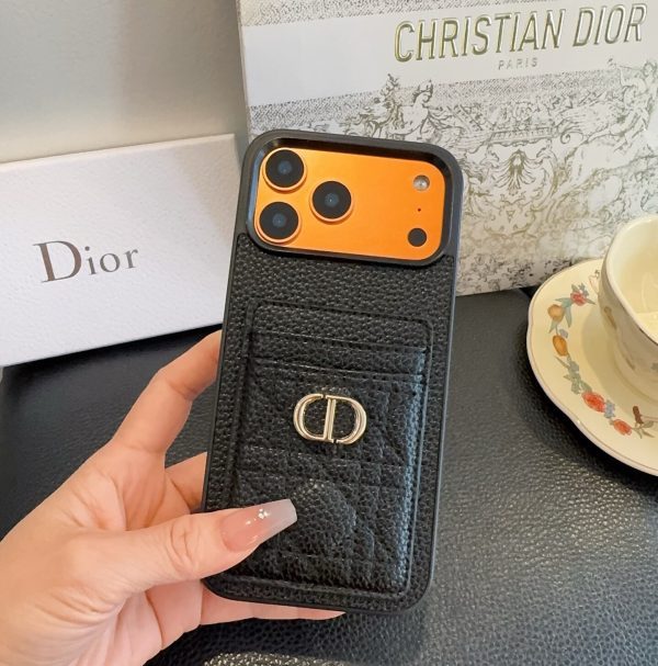 13434315993599718 DIOR 型押しカードケース ブラックオレンジ