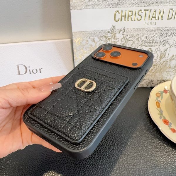 13434315997991854 DIOR 型押しカードケース ブラックオレンジ