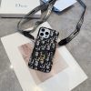 DIOR オブリックストラップウォレットケース ブラックホワイト