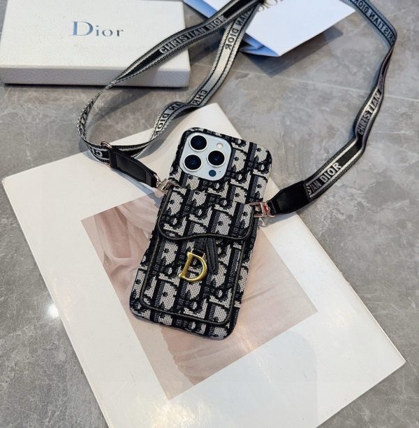 DIOR オブリックストラップウォレットケース ブラックホワイト