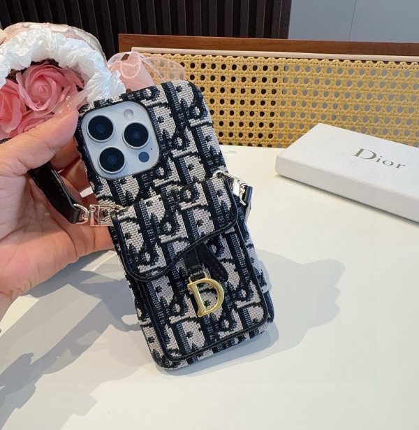 DIOR オブリックストラップウォレットケース ブラックホワイト