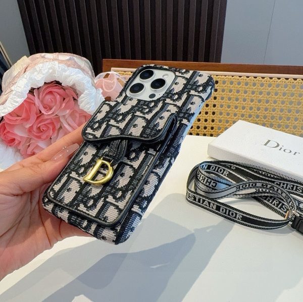 DIOR オブリックストラップウォレットケース ブラックホワイト