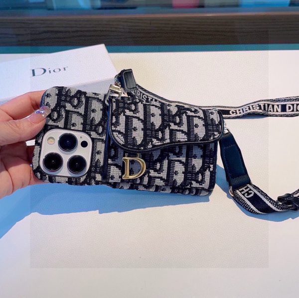 DIOR オブリックストラップロングケース ブルーホワイト
