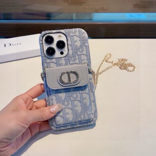 DIOR オブリックチェーンケース ブルー