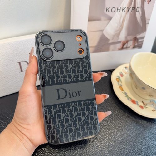 DIOR ロゴプリントスマホケース グレー