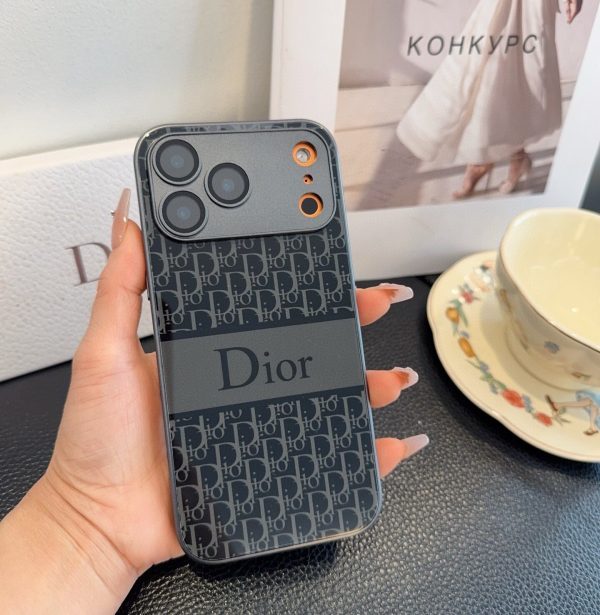 DIOR ロゴプリントスマホケース グレー