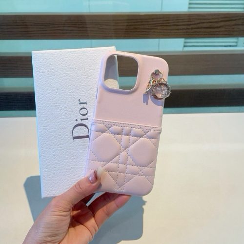 DIOR キルティングチェーンケース ピンク