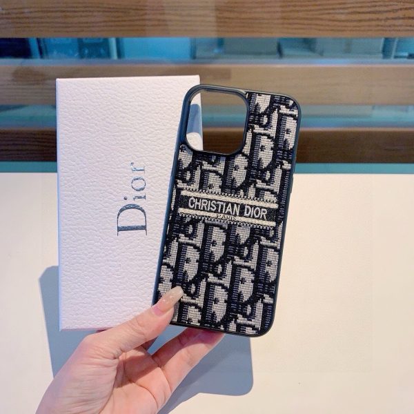 DIOR 刺繍ロゴケース グレーブラック