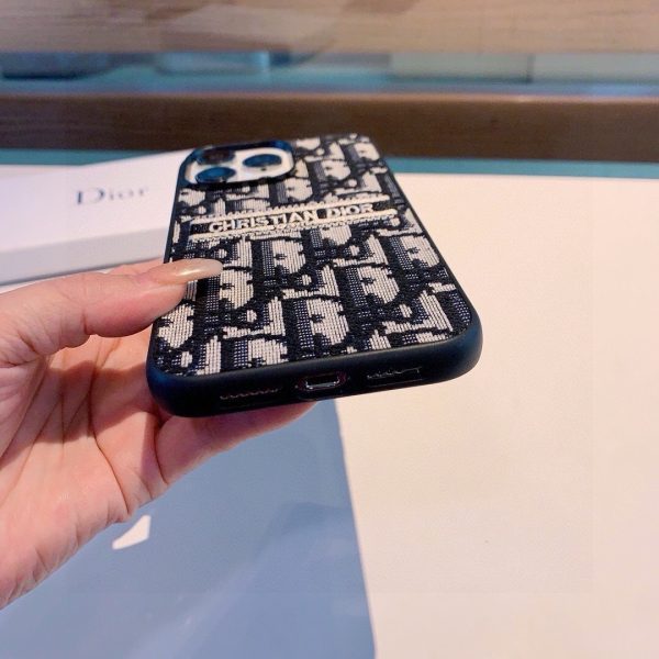 DIOR 刺繍ロゴケース グレーブラック
