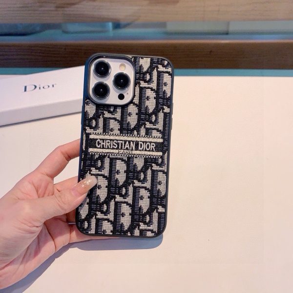 DIOR 刺繍ロゴケース グレーブラック