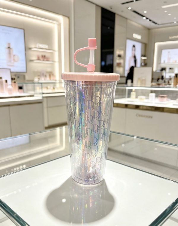 DIOR ストロー入りタンブラー シルバーピンク