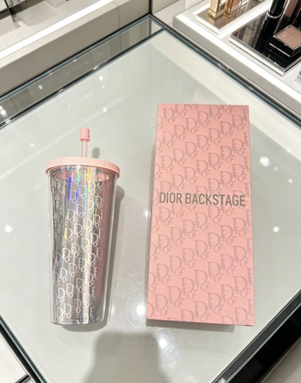 DIOR ストロー入りタンブラー シルバーピンク