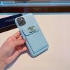 CHANEL 刺繍ロゴスマホケース ライトブルー