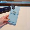 CHANEL 刺繍ロゴスマホケース ライトブルー