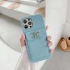 CHANEL 刺繍ロゴスマホケース ライトブルー