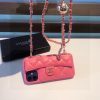 CHANEL チェーン付きスマホケース ピンクブラック