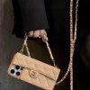 CHANEL ロングウォレット風スマホケース オレンジベージュ