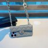 CHANEL ロングウォレット風スマホケース オレンジグレー