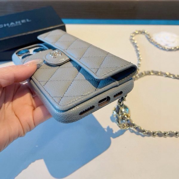 CHANEL ロングウォレット風スマホケース オレンジグレー