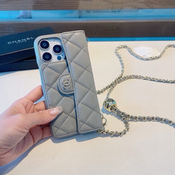 CHANEL ロングウォレット風スマホケース オレンジグレー