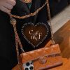 CHANEL チェーン付きスマホケース オレンジ