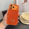 PRADA ストーン付きスマホケース ブラックホワイトオレンジ