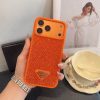 PRADA ストーン付きスマホケース ブラックホワイトオレンジ