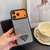 PRADA ストーン付きスマホケース ブラックホワイトオレンジ