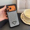 PRADA ストーン付きスマホケース ブラックホワイトオレンジ
