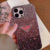 PRADA ストーン付きスマホケース グラデーションピンク