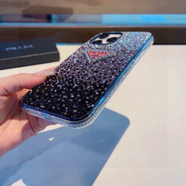 PRADA ストーン付きスマホケース グラデーションピンク