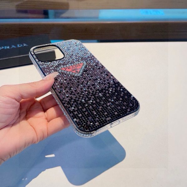 PRADA ストーン付きスマホケース グラデーションピンク