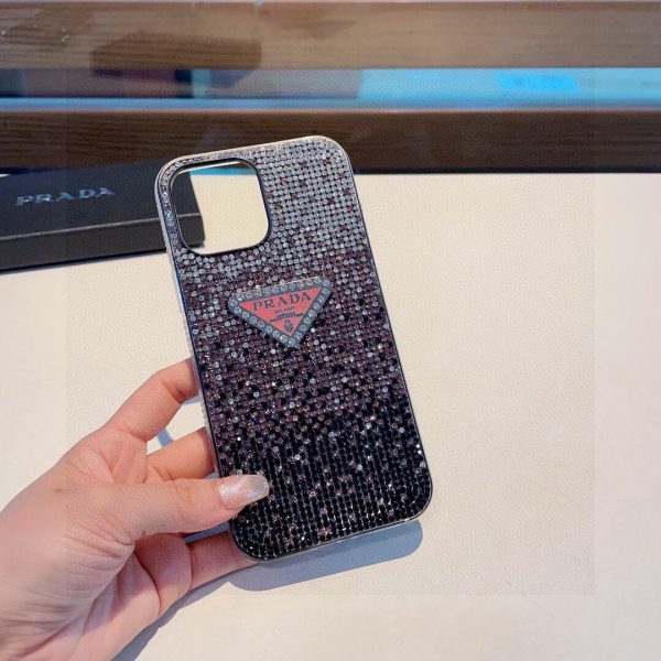 PRADA ストーン付きスマホケース グラデーションピンク
