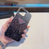 PRADA ストーン付きスマホケース グラデーションピンク