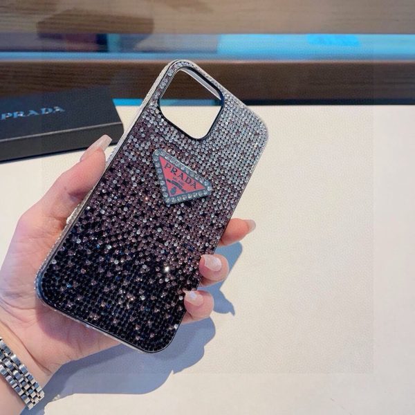 PRADA ストーン付きスマホケース グラデーションピンク