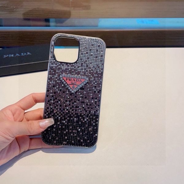 PRADA ストーン付きスマホケース グラデーションピンク