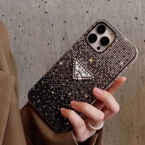 PRADA ストーン付きスマホケース グラデーションブラック
