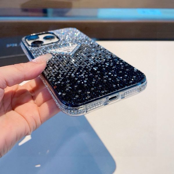PRADA ストーン付きスマホケース グラデーションブラック