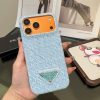 13434374577481449 PRADA 編み込みスマホケース ライトブルーオレンジ