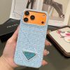 13434374582213313 PRADA 編み込みスマホケース ライトブルーオレンジ