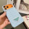 13434374586826335 PRADA 編み込みスマホケース ライトブルーオレンジ
