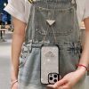 PRADA ストーン付きスマホケース シルバー