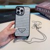 PRADA ストーン付きスマホケース シルバー