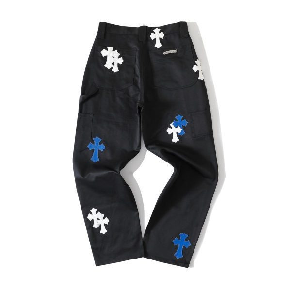 CHROME HEARTS クロスデニムパンツ ブラックホワイトブルー