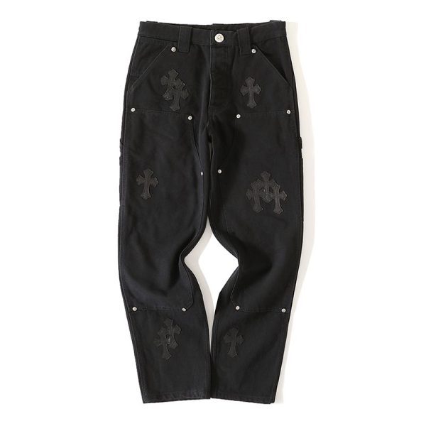 13434572968548091 CHROME HEARTS クロスデニムカーゴパンツ ブラック