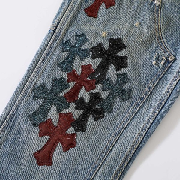 CHROME HEARTS クロスデニムパンツ ブルー