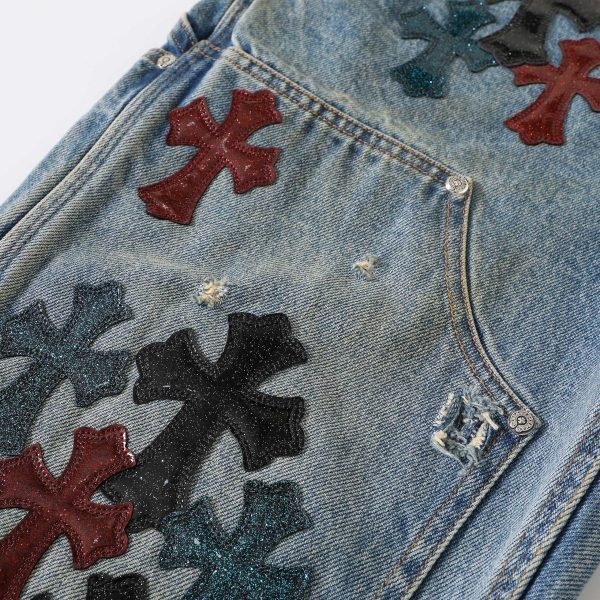 CHROME HEARTS クロスデニムパンツ ブルー