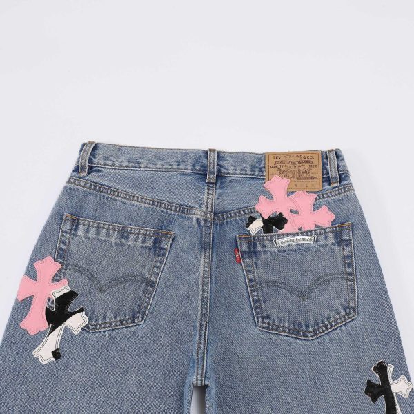 CHROME HEARTS クロスデニムパンツ ブルー