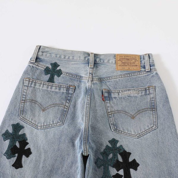 CHROME HEARTS クロスデニムパンツ ブルー